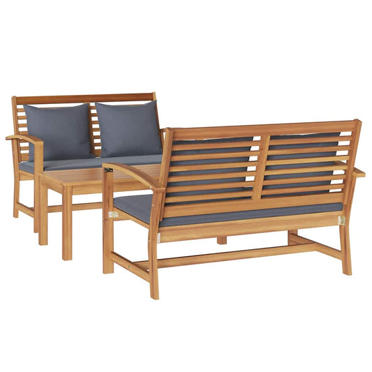 Garten-Sofa-Set 3 pcs Natur Teak-Massivholz