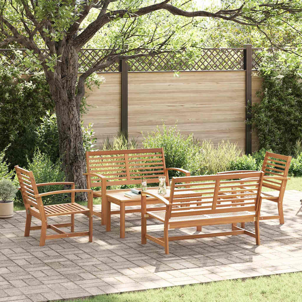 Garten-Sofa-Set 5 pcs Natur Teak-Massivholz