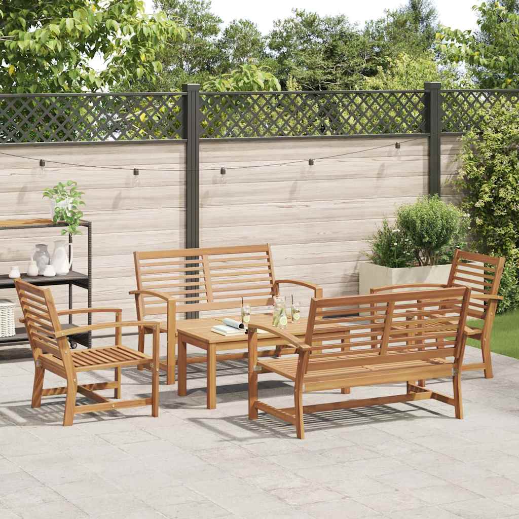 Garten-Sofa-Set 5 pcs Natur Teak-Massivholz