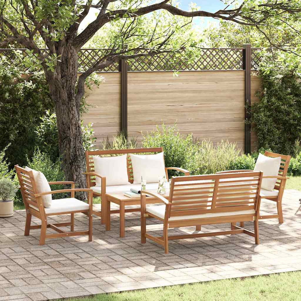 Garten-Sofa-Set 5 pcs Natur Teak-Massivholz