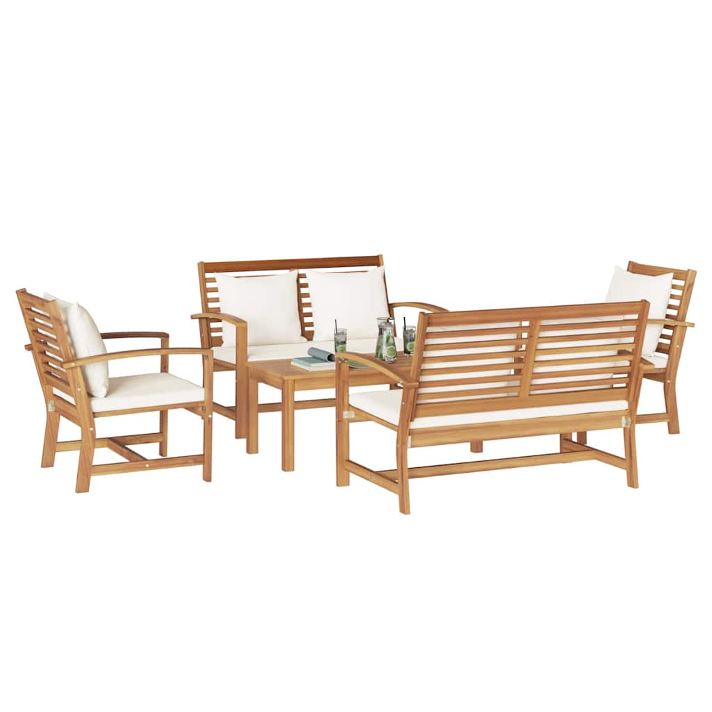 Garten-Sofa-Set 5 pcs Natur Teak-Massivholz