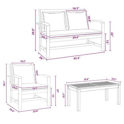 Garten-Sofa-Set 5 pcs Natur Teak-Massivholz