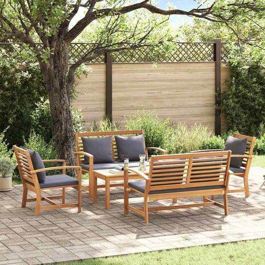 Garten-Sofa-Set 5 pcs Natur Teak-Massivholz