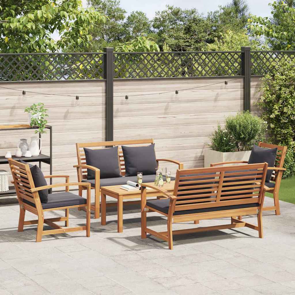 Garten-Sofa-Set 5 pcs Natur Teak-Massivholz