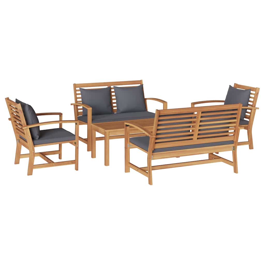 Garten-Sofa-Set 5 pcs Natur Teak-Massivholz