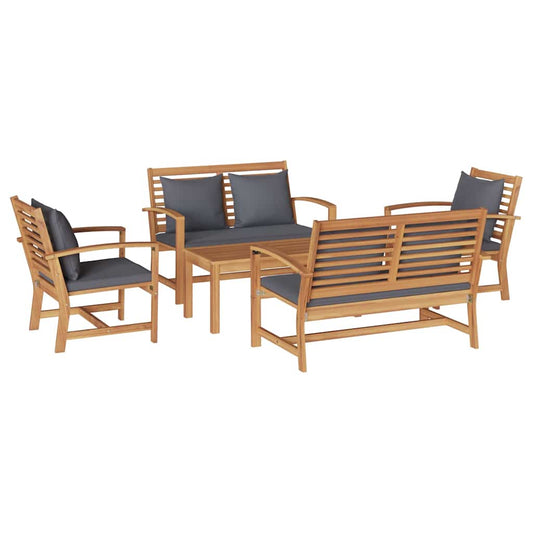 Garten-Sofa-Set 5 pcs Natur Teak-Massivholz