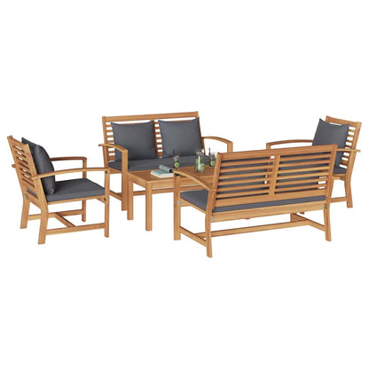Garten-Sofa-Set 5 pcs Natur Teak-Massivholz