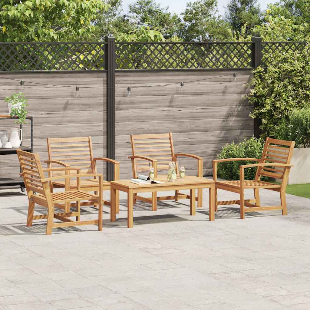 Garten-Sofa-Set 5 pcs Natur Teak-Massivholz