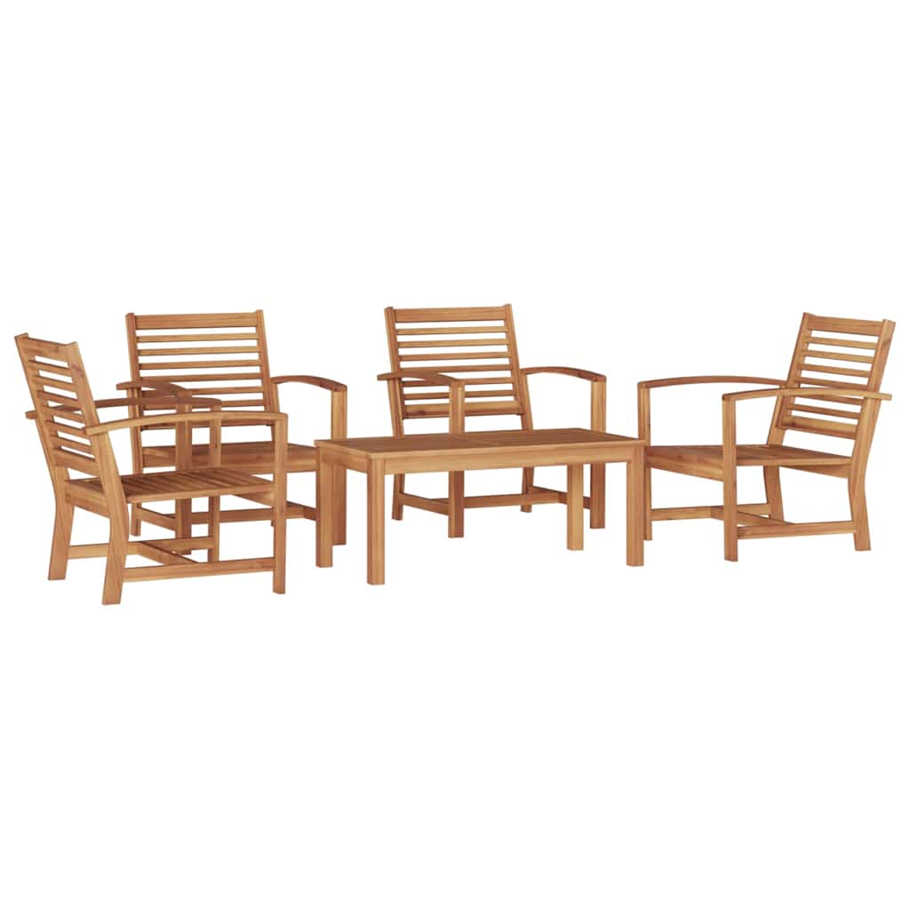 Garten-Sofa-Set 5 pcs Natur Teak-Massivholz