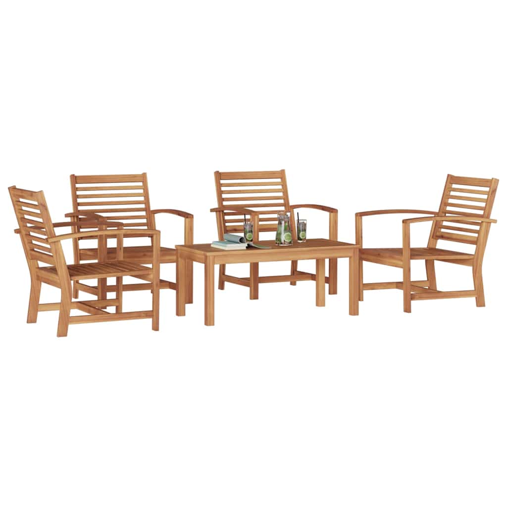 Garten-Sofa-Set 5 pcs Natur Teak-Massivholz