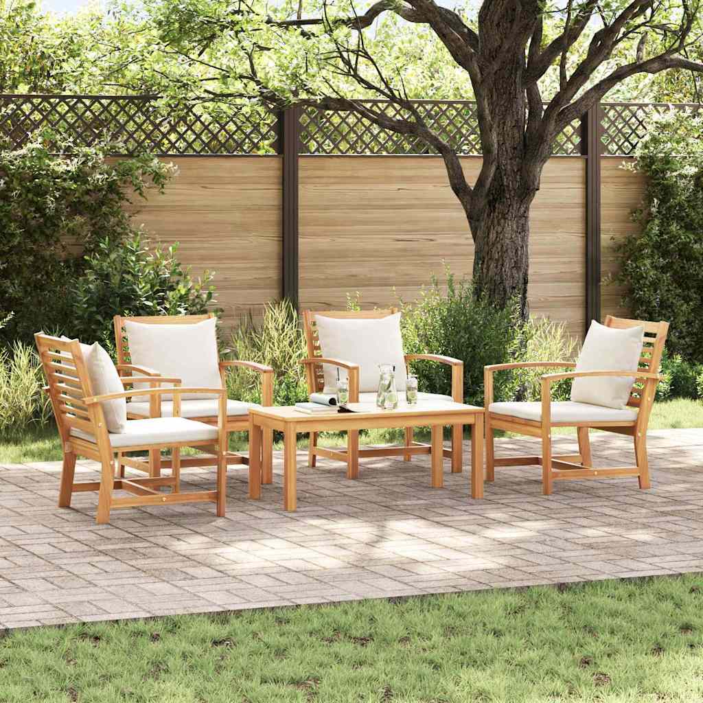Garten-Sofa-Set 5 pcs Natur Teak-Massivholz