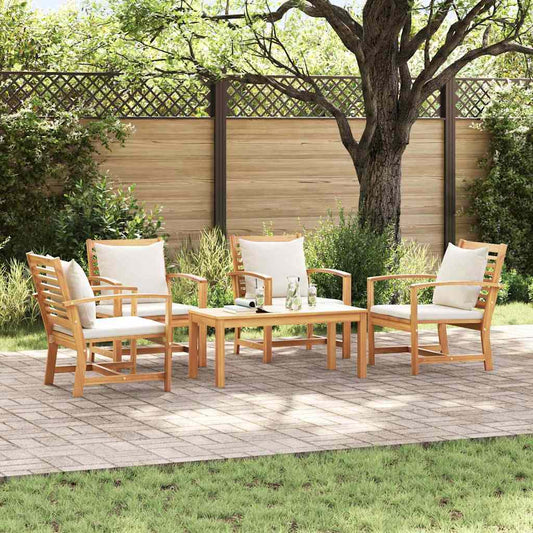 Garten-Sofa-Set 5 pcs Natur Teak-Massivholz