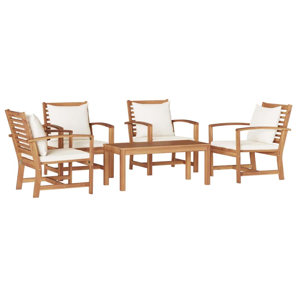 Garten-Sofa-Set 5 pcs Natur Teak-Massivholz
