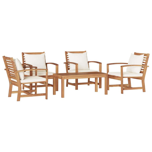 Garten-Sofa-Set 5 pcs Natur Teak-Massivholz