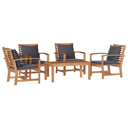 Garten-Sofa-Set 5 pcs Natur Teak-Massivholz