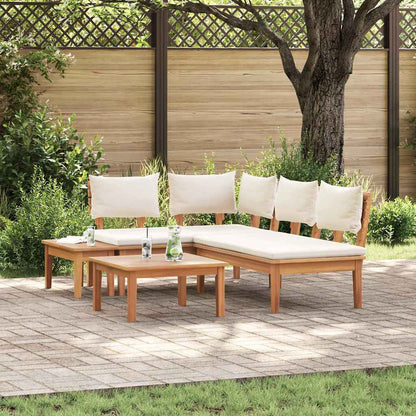 Gartenbänke Set mit Kissen mit Speicher 4 pcs Braun und Creme