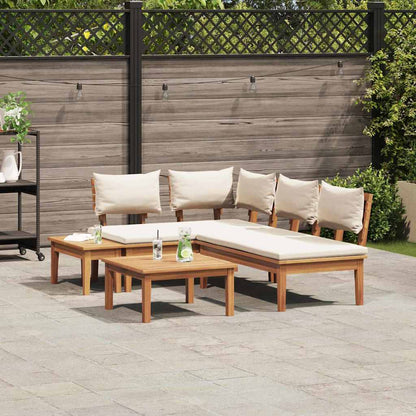 Gartenbänke Set mit Kissen mit Speicher 4 pcs Braun und Creme
