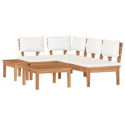 Gartenbänke Set mit Kissen mit Speicher 4 pcs Braun und Creme