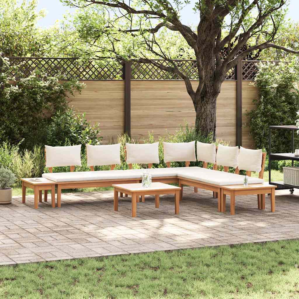 Gartenbänke Set mit Kissen mit Speicher 4 pcs Braun und Creme