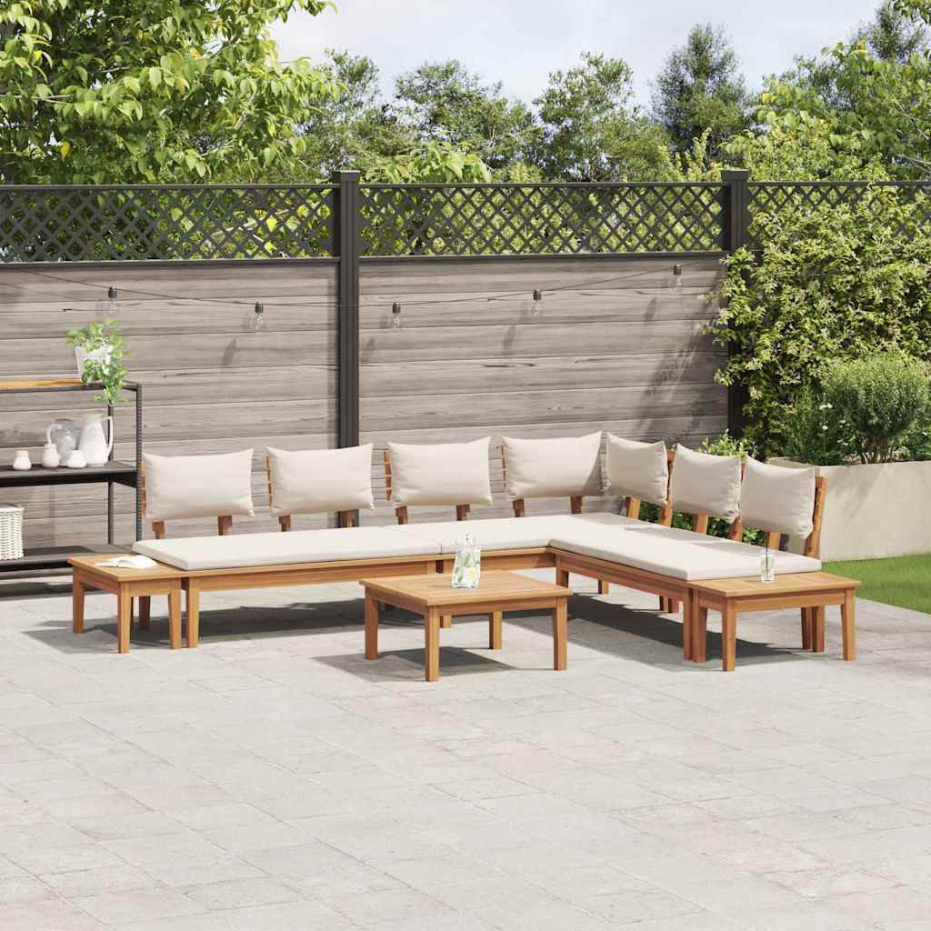 Gartenbänke Set mit Kissen mit Speicher 4 pcs Braun und Creme