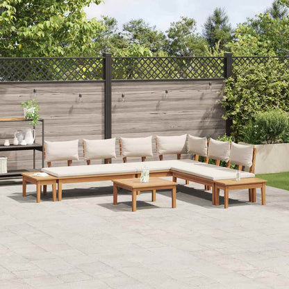Gartenbänke Set mit Kissen mit Speicher 4 pcs Braun und Creme
