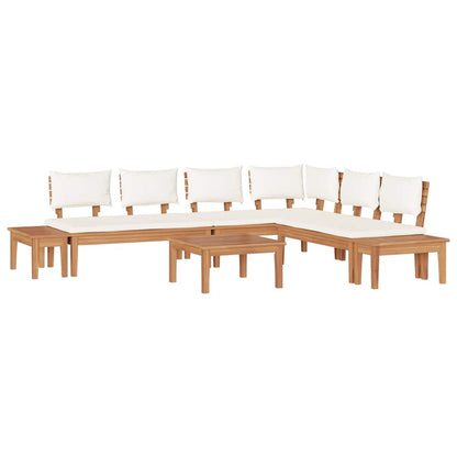 Gartenbänke Set mit Kissen mit Speicher 4 pcs Braun und Creme