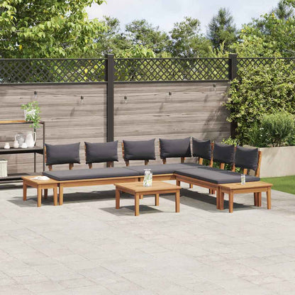 Gartenbänke Set mit Kissen mit Speicher 3 pcs Braun und Grau