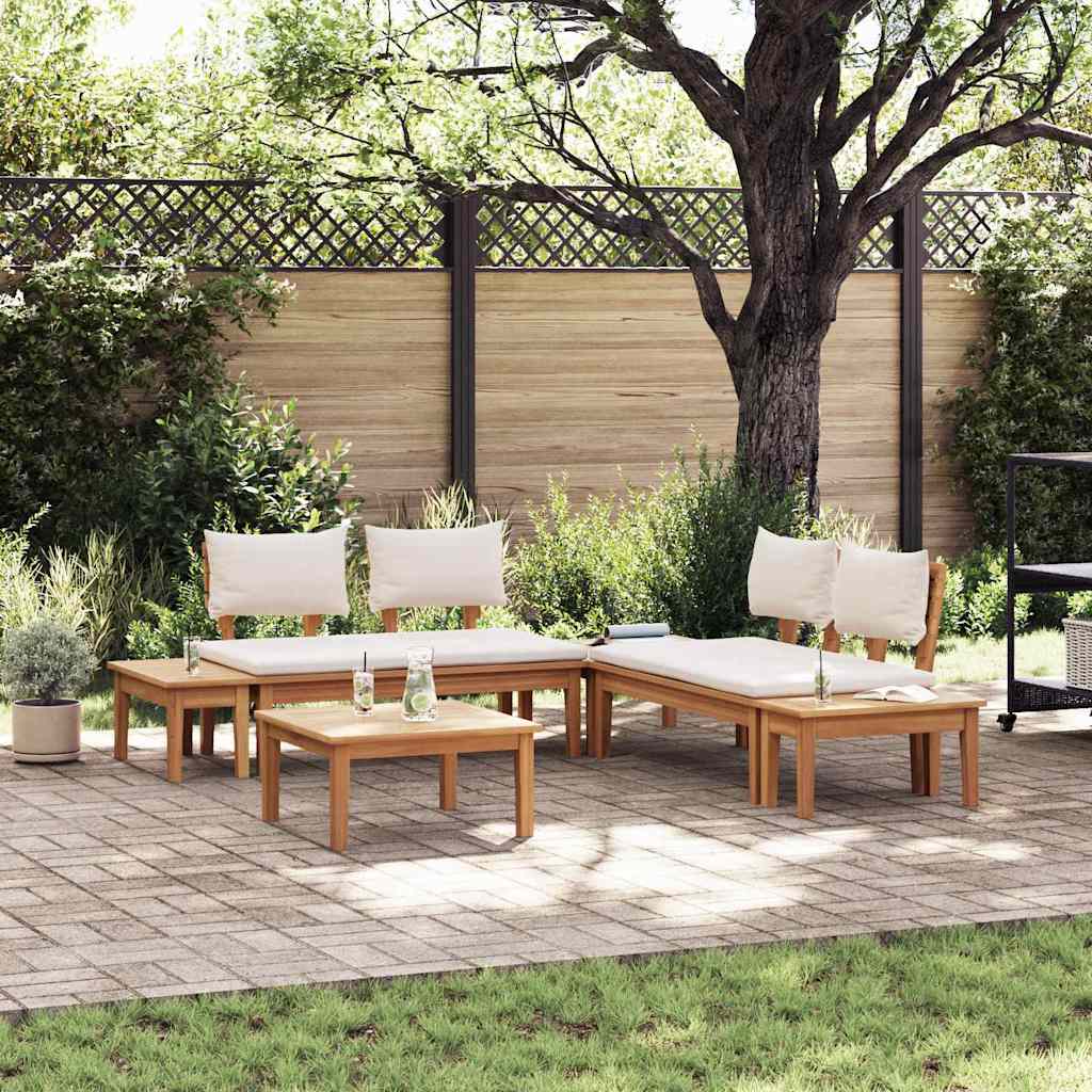 Gartenbänke Set mit Kissen mit Speicher 3 pcs Braun und Creme