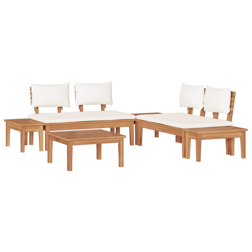 Gartenbänke Set mit Kissen mit Speicher 3 pcs Braun und Creme