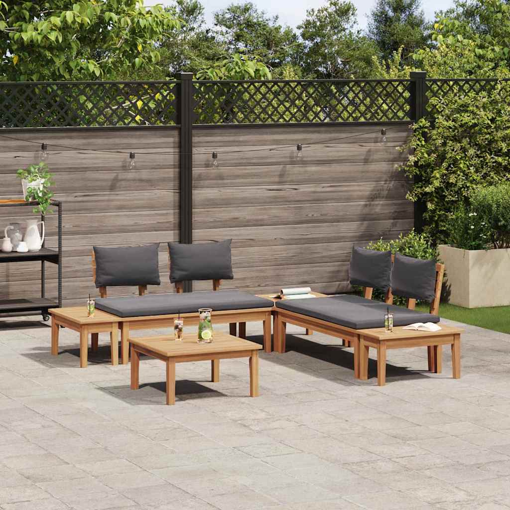Gartenbänke Set mit Kissen mit Speicher 3 pcs Braun und Grau