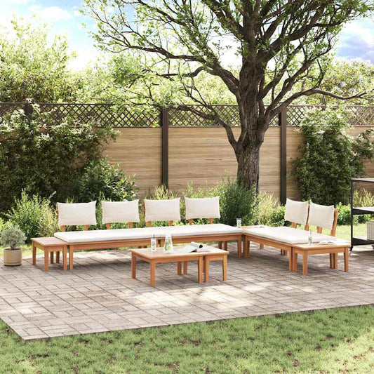 Gartenbänke Set mit Kissen mit Speicher 5 pcs Braun und Creme