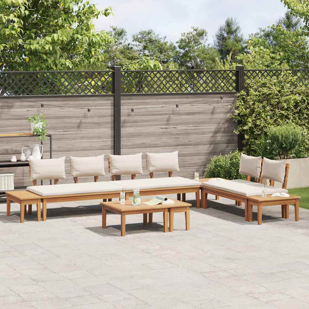 Gartenbänke Set mit Kissen mit Speicher 5 pcs Braun und Creme