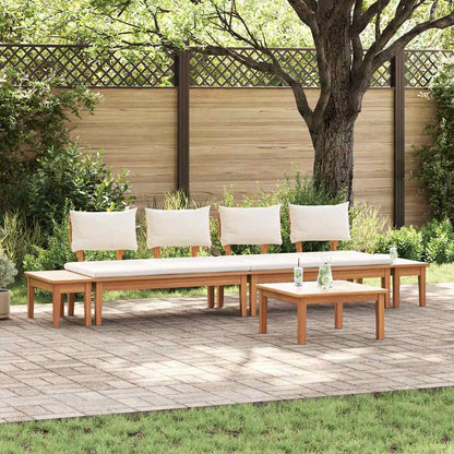 Gartenbänke Set mit Kissen mit Speicher 5 pcs Braun und Creme