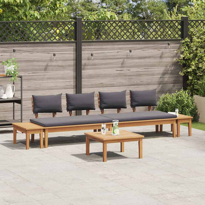 Gartenbänke Set mit Kissen mit Speicher 5 pcs Braun und Grau