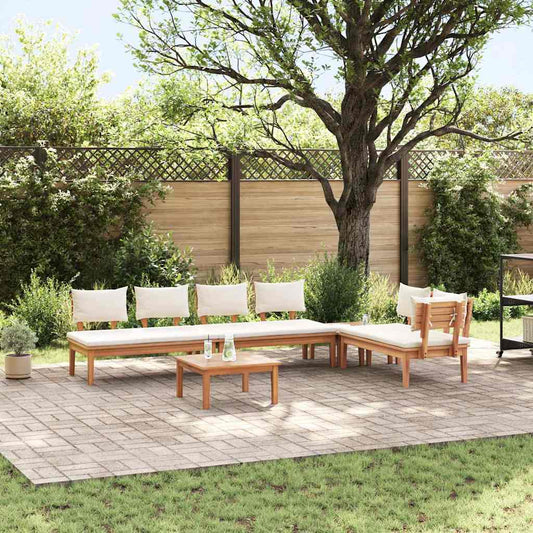 Gartenbänke Set mit Kissen mit Speicher 5 pcs Braun und Creme