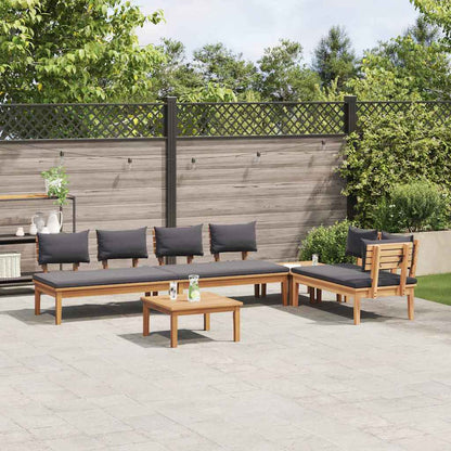 Gartenbänke Set mit Kissen mit Speicher 5 pcs Braun und Grau