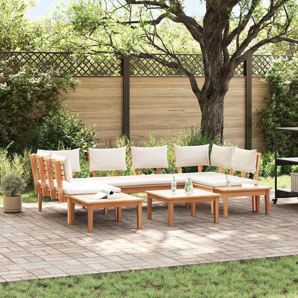 Gartenbänke Set mit Kissen mit Speicher 4 pcs Braun und Creme