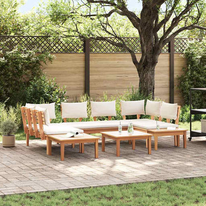 Gartenbänke Set mit Kissen mit Speicher 4 pcs Braun und Creme