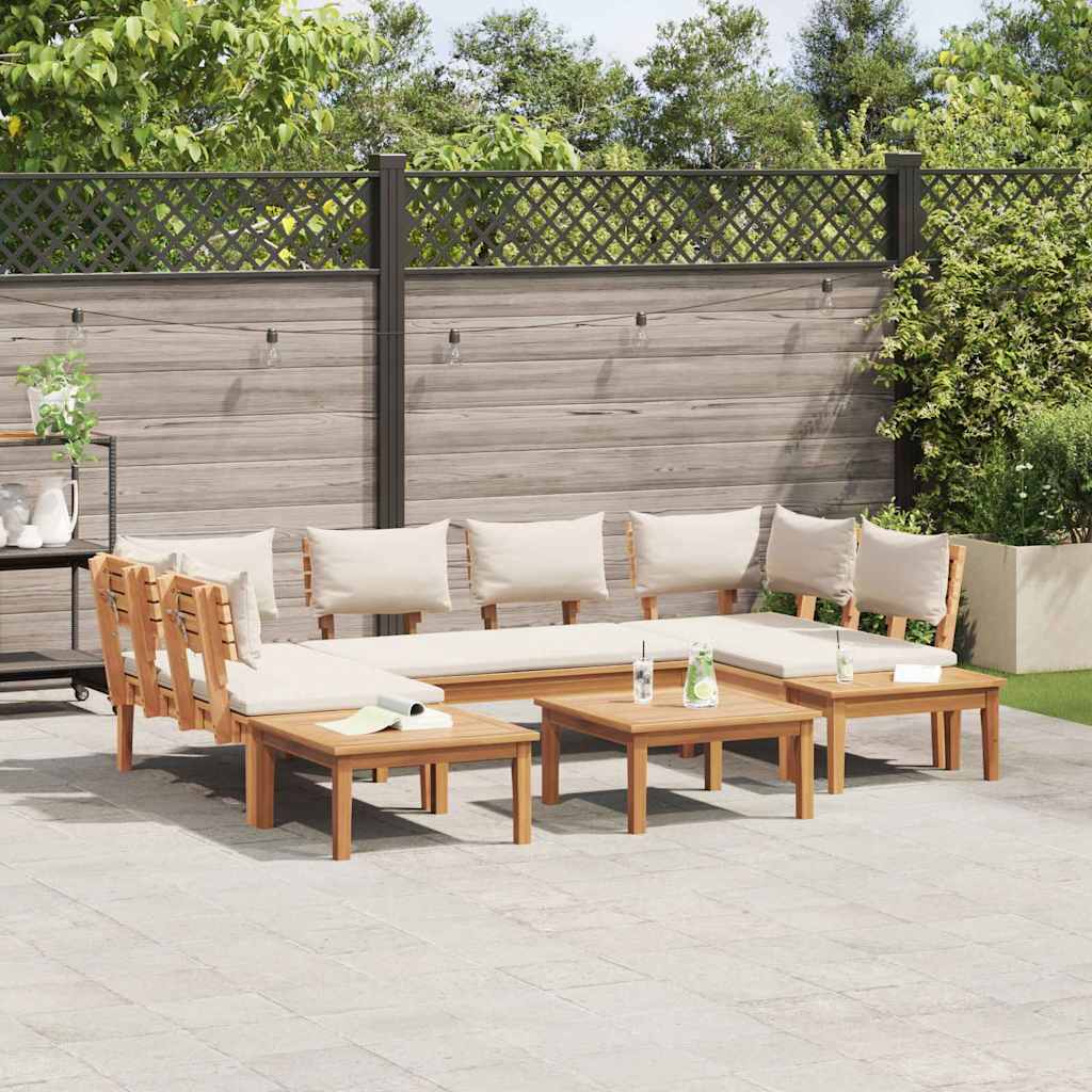 Gartenbänke Set mit Kissen mit Speicher 4 pcs Braun und Creme