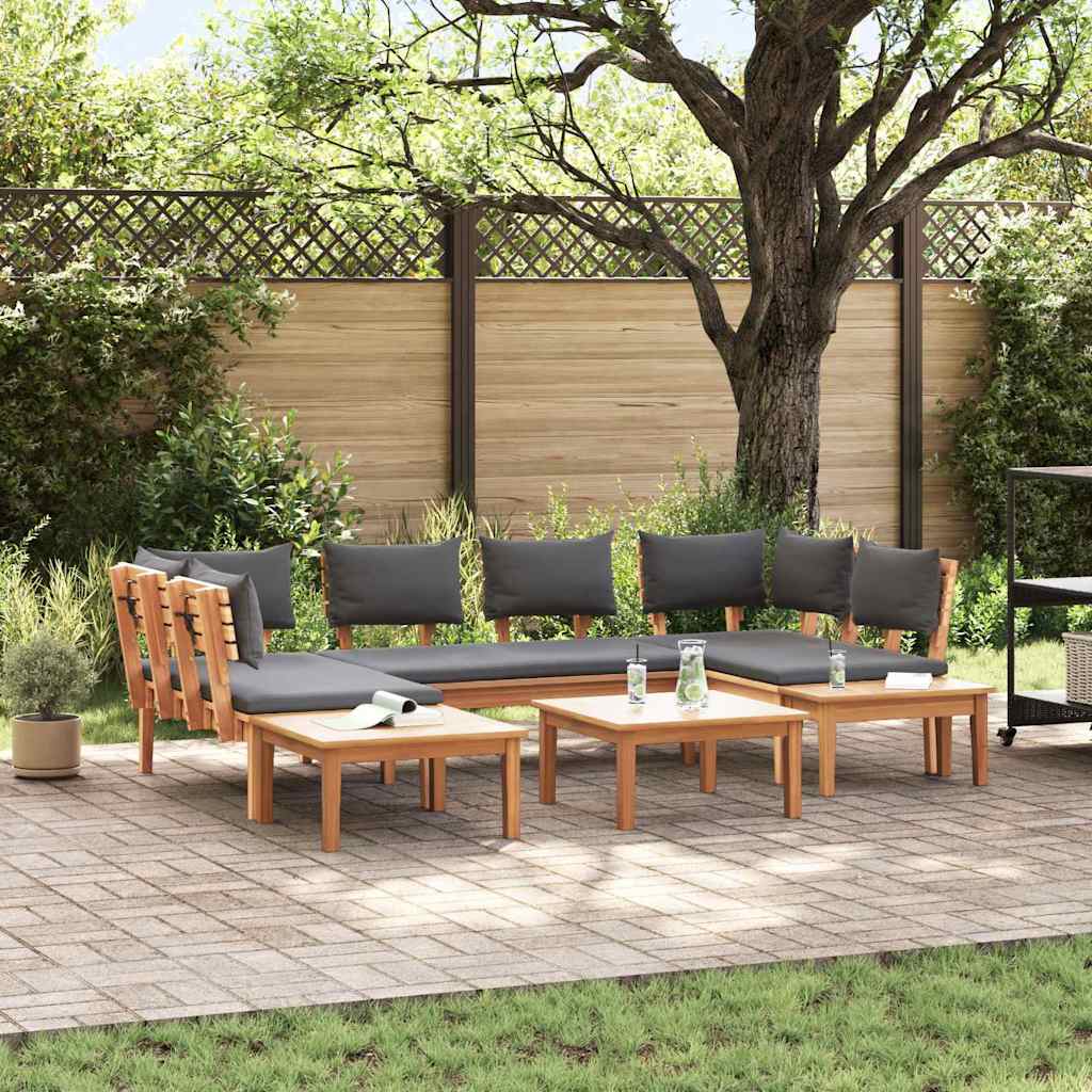 Gartenbänke Set mit Kissen mit Speicher 4 pcs Braun und Grau