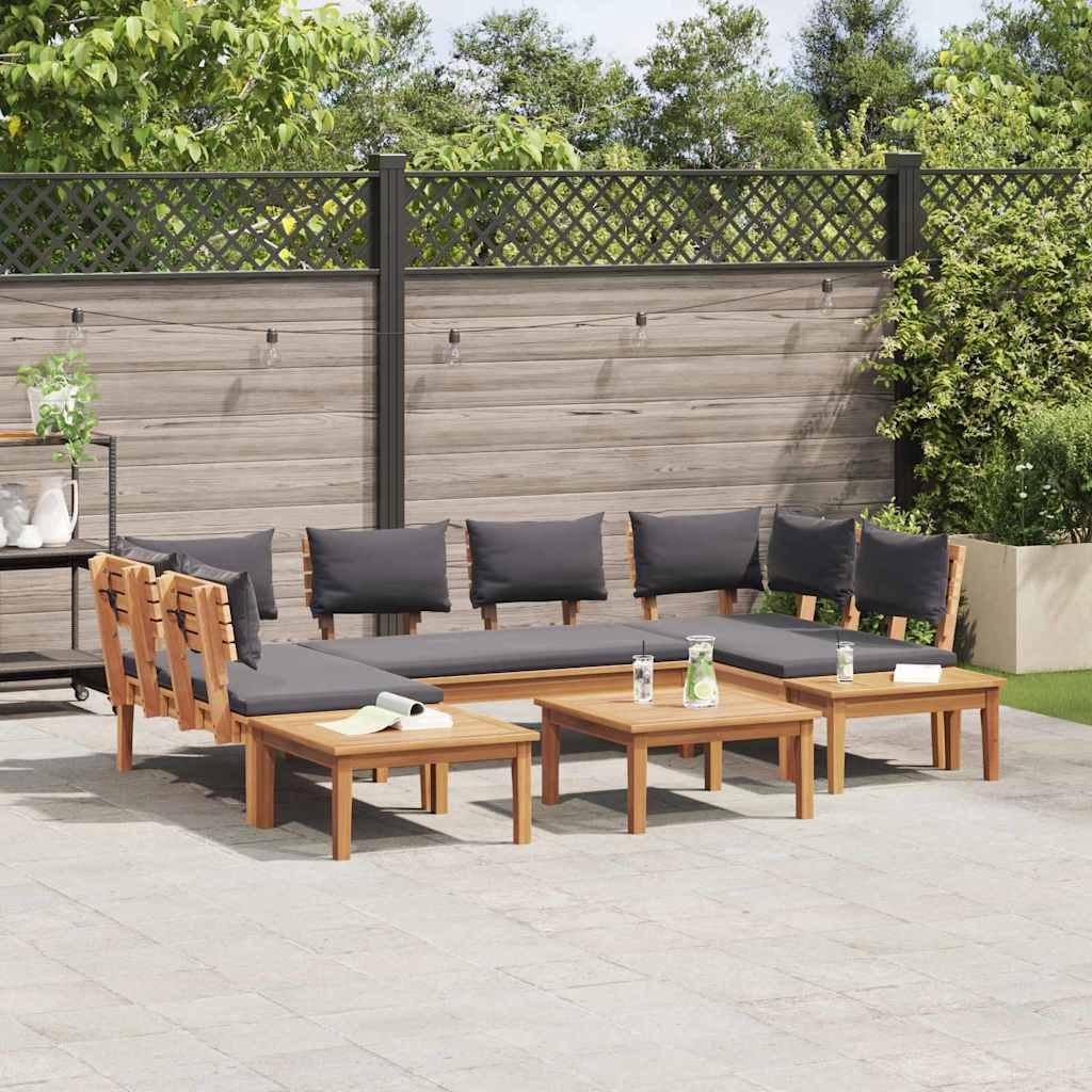 Gartenbänke Set mit Kissen mit Speicher 4 pcs Braun und Grau