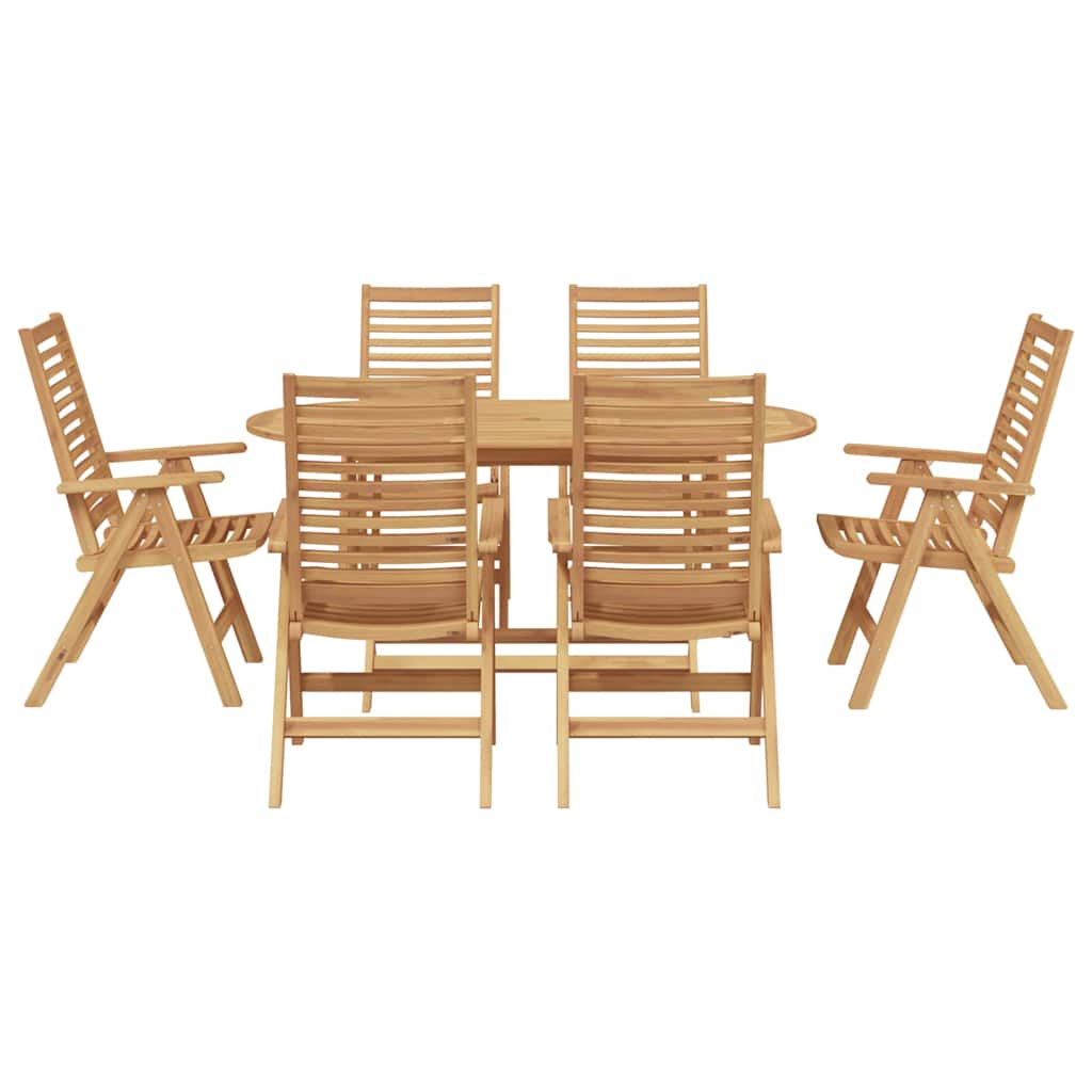 Garten Essgruppe 7 pcs Braun Teak-Massivholz