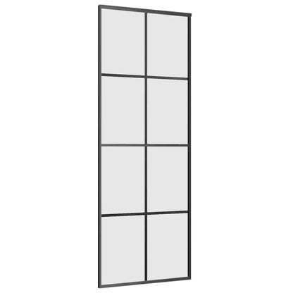 Schiebetür mit Beschlag Schwarz 76x205 cm ESG-Glas