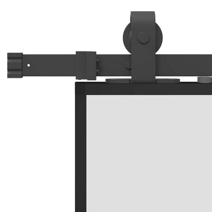 Schiebetür mit Beschlag Schwarz 76x205 cm ESG-Glas
