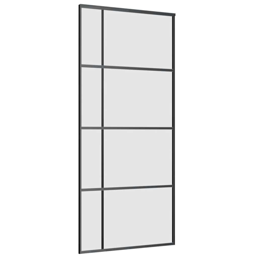 Schiebetür mit Beschlag Schwarz 90x205 cm ESG-Glas