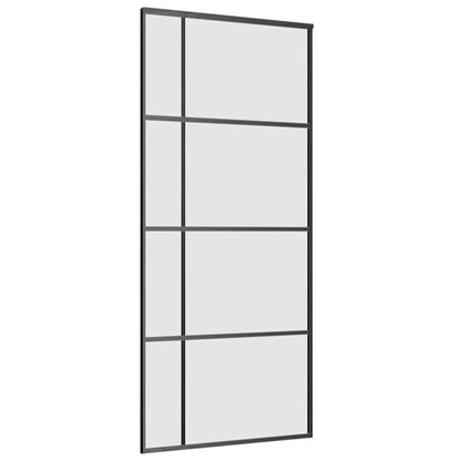 Schiebetür mit Beschlag Schwarz 90x205 cm ESG-Glas