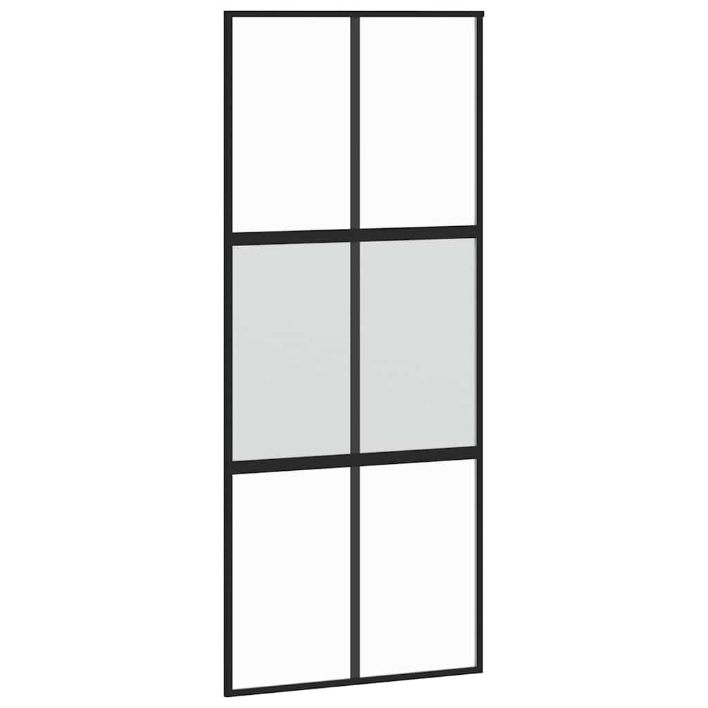 Schiebetür mit Beschlag Schwarz 90x205 cm Hartglas