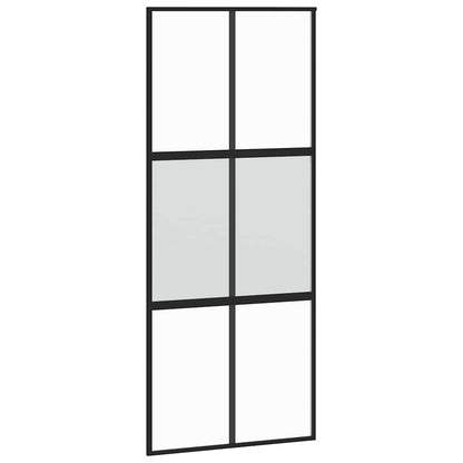Schiebetür mit Beschlag Schwarz 90x205 cm Hartglas