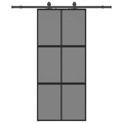 Schiebetür mit Beschlag Schwarz 90x205 cm Hartglas
