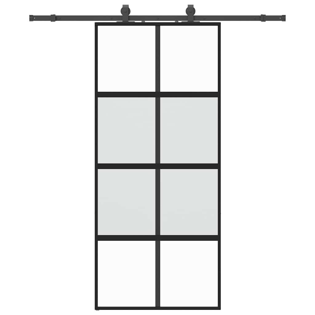 Schiebetür mit Beschlag Schwarz 90x205 cm Hartglas